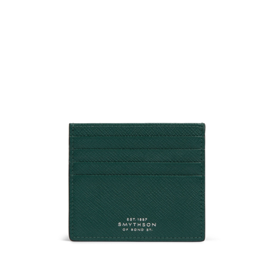 Shop Smythson 8 Card Slot Flat Card Holder In Panama In Forest