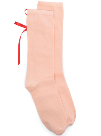 Shop Simone Rocha Pearl-embellished Socks In Red