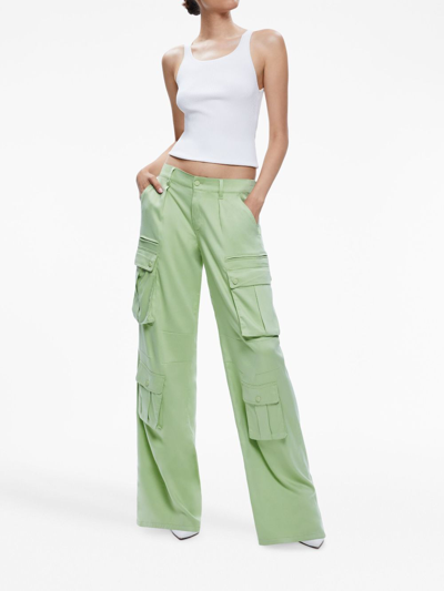 Shop Alice And Olivia Joette Low-rise Cargo Trousers In Green