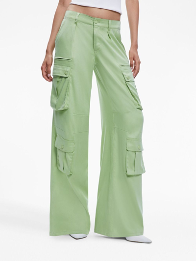 Shop Alice And Olivia Joette Low-rise Cargo Trousers In Green