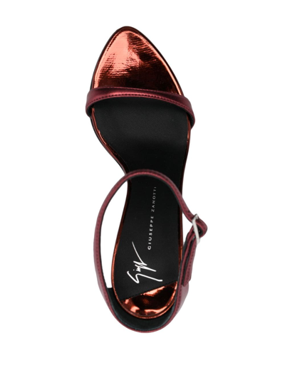 Shop Giuseppe Zanotti Beverlee 90mm Metallic-finish Sandals In Red