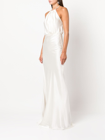 Shop Michelle Mason Pleated-detail Silk Gown In White