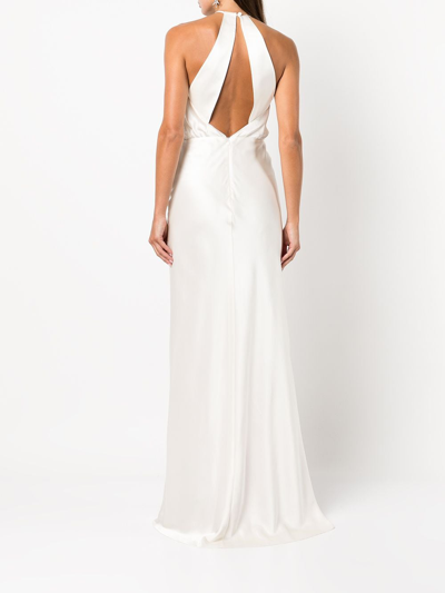 Shop Michelle Mason Pleated-detail Silk Gown In White