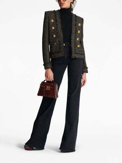 Balmain Black Jacket With Jewel Buttons In Tweed Woman In Ead