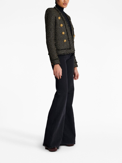 Balmain Black Jacket With Jewel Buttons In Tweed Woman In Ead