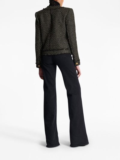 Balmain Black Jacket With Jewel Buttons In Tweed Woman In Ead