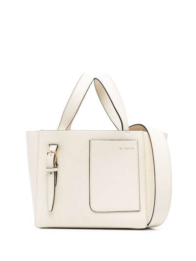 Shop Valextra Bucket Crossbody Micro Tote Bag In White