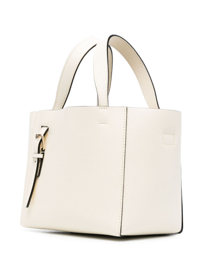 Valextra Mini Bucket Leather Top Handle Bag In White