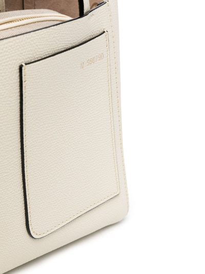 Valextra Mini Bucket Leather Top Handle Bag In White