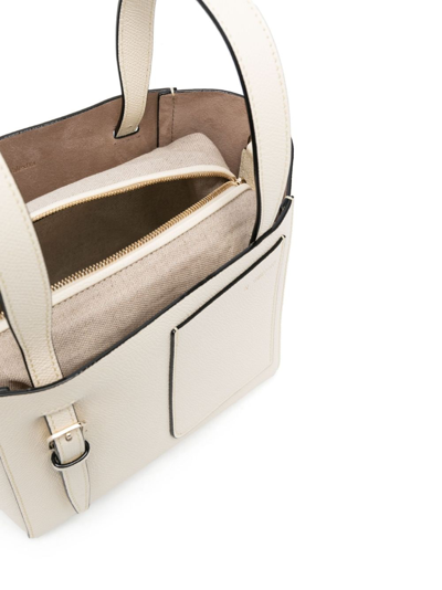 Valextra Mini Bucket Leather Top Handle Bag In White