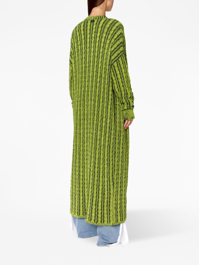 Shop Diesel M-panagia Cable-knit Chenille Maxi Cardigan In Green