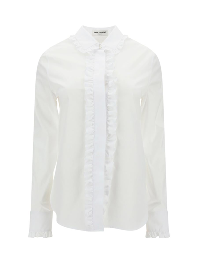 Shop Saint Laurent Paris Shirts In Blanc
