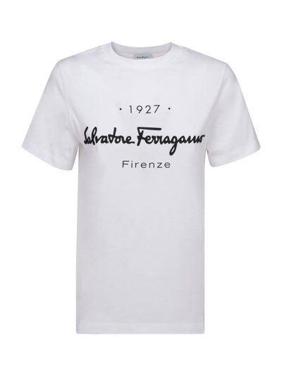 Shop Ferragamo Salvatore  T-shirts In Bco_ottico