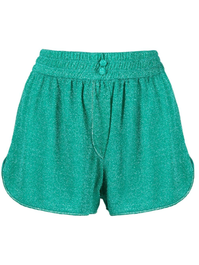 Oseree Green Lurex Design Minishorts In Green
