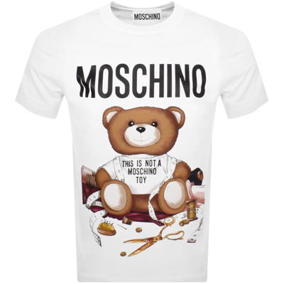 Shop Moschino Short Sleeve Teddy T Shirt White