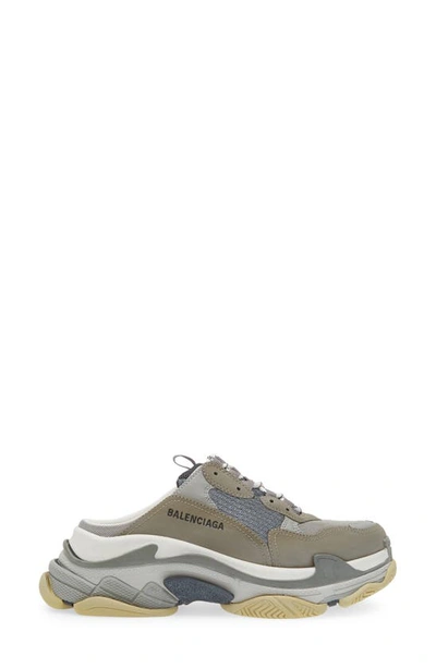 Shop Balenciaga Triple S Sneaker Mule In Grey/ Blue