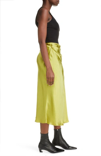 Acne Studios Wraparound Crinkled Satin Midi Skirt In Light Olive