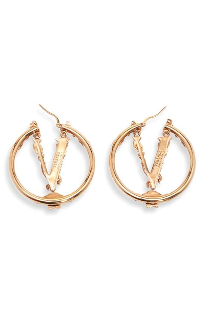 Shop Versace Virtus Hoop Earrings In  Gold