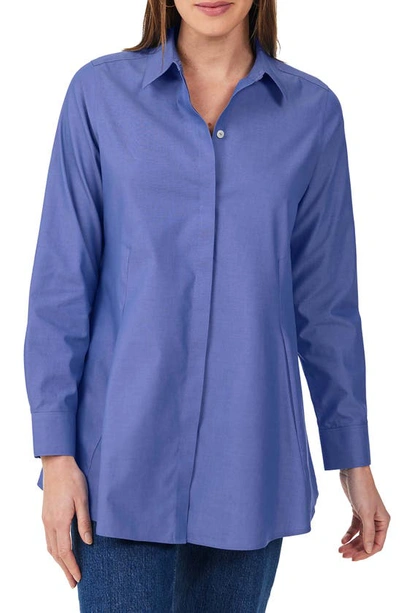 Shop Foxcroft Cici Non-iron Tunic Blouse In Dark Chambray