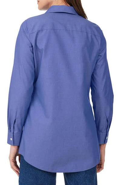 Foxcroft Cici Non-iron Tunic Blouse In Dark Chambray
