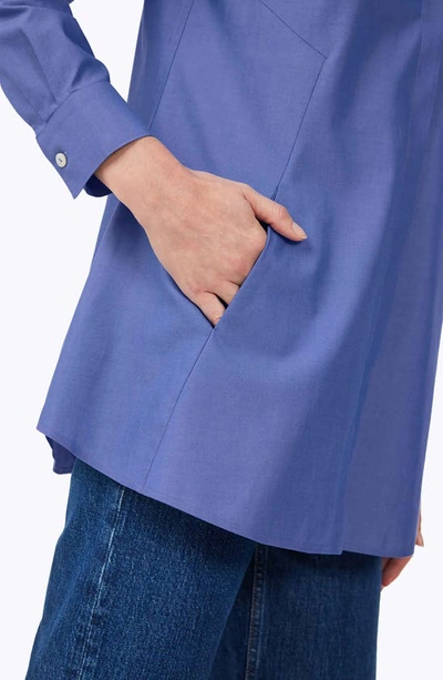 Foxcroft Cici Non-iron Tunic Blouse In Dark Chambray