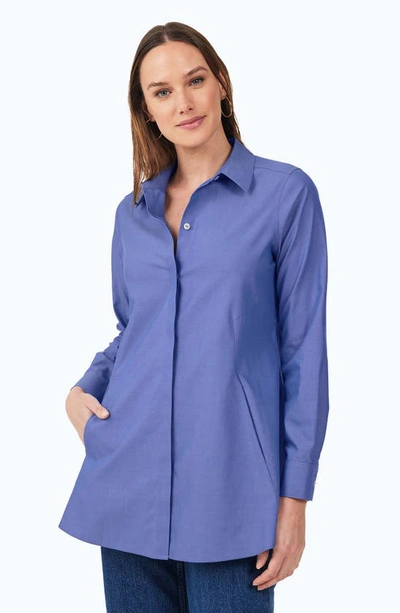Foxcroft Cici Non-iron Tunic Blouse In Dark Chambray