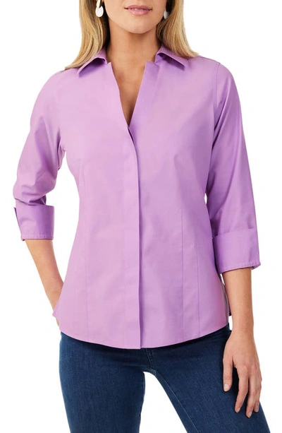 Foxcroft Cole Roll Sleeve Button-up Shirt In Soft Violet
