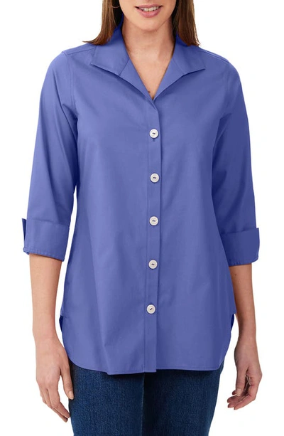 Shop Foxcroft Pandora Non-iron Cotton Shirt In Dark Chambray