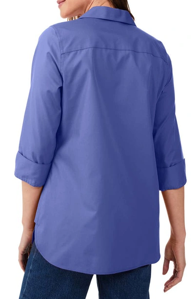 Foxcroft Meghan Solid Cotton Button-up Shirt In Dark Chambray