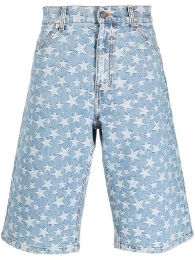 Shop Erl Denim Jacquard Shorts In Blue