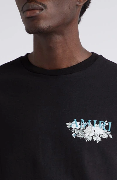 Shop Amiri Floral Logo Graphic T-shirt In Black
