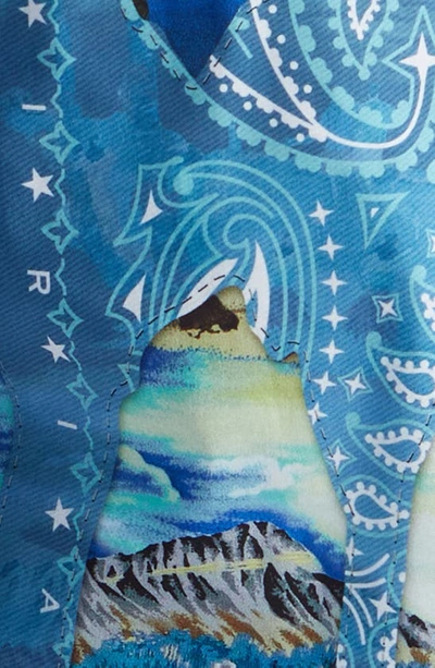 Shop Amiri Bandana Bleach Print Swim Trunks In Blue