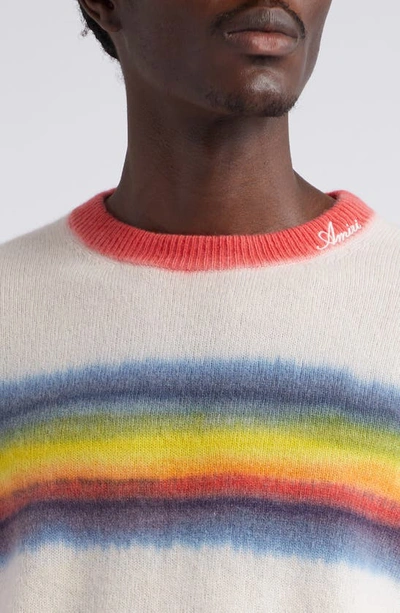 Shop Amiri Rainbow Tie Dye Distressed Cashmere Crewneck Sweater In Rainbow Multi
