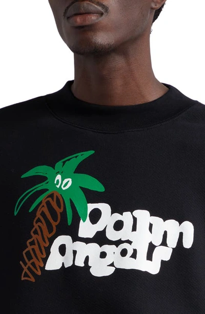 Shop Palm Angels Sketchy Graphic Crewneck Sweatshirt In Black White