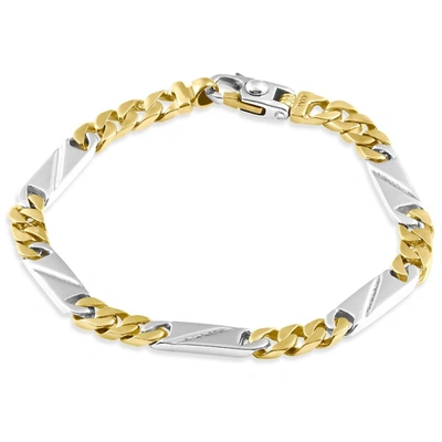 Pompeii3 Men's Figaro Link 14k Gold (22gram) Or Platinum (36gram) 6mm Bracelet 8.5" In Multi