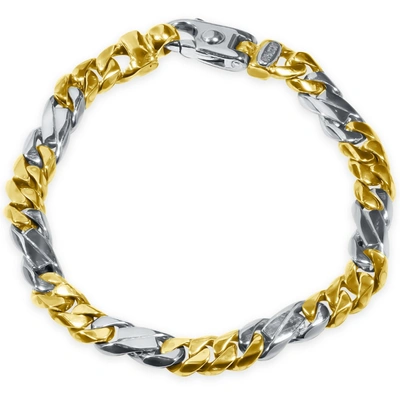 Pompeii3 Men's Figaro Link 14k Gold (35gram) Or Platinum (57gram) 7.5mm Bracelet 8.5" In Silver
