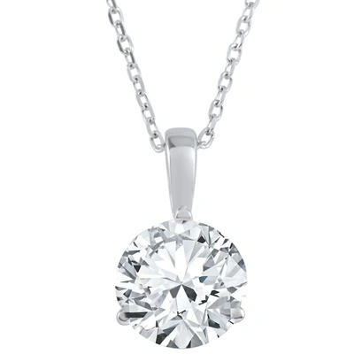 Pompeii3 1 1/2 Ct Solitaire Lab Grown Diamond Pendant Available In 14k And Platinum In Multi