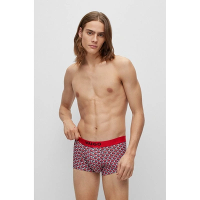 Shop Hugo Two-pack Of Stretch-cotton Trunks With Logo Waistbands In Multi
