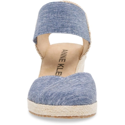 Shop Anne Klein Zatia Womens Closed Toe Ankle Strap Wedge Sandals In Blue