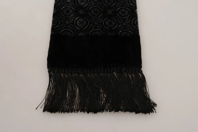 Shop Dolce & Gabbana Geometric Shawl Velvet Neck Wrap Fringe Men's Scarf In Black