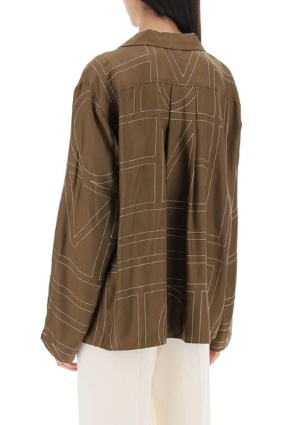 Monogram Silk Twill Shirt in Brown - Toteme