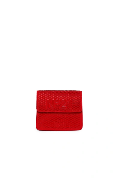Shop N°21 Shoulder Bag With Crystal And Thick Logo In Red