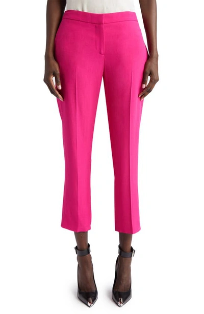 Shop Alexander Mcqueen Leaf Crepe Cigarette Ankle Pants In Pink