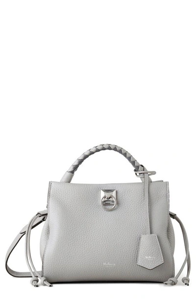 Shop Mulberry Small Iris Leather Top Handle Bag In Pale Grey