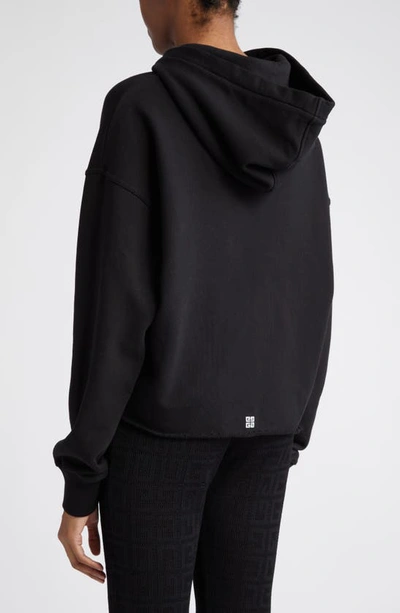 Shop Givenchy Logo Crop Graphic Hoodie In Black