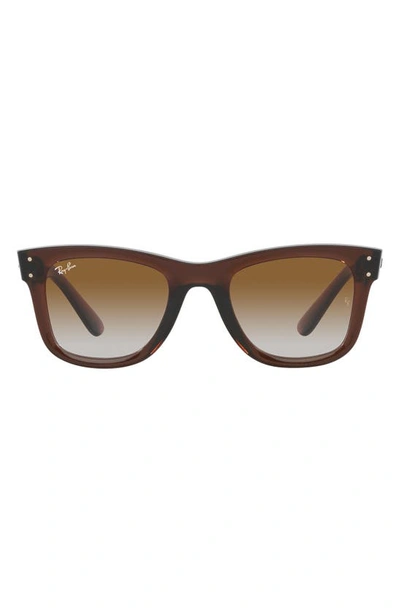 Shop Ray Ban Ray-ban Reverse Wayfarer 53mm Gradient Square Sunglasses In Transparent Brown