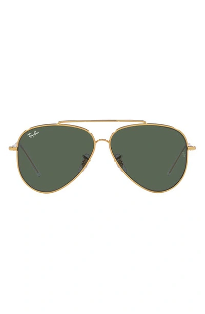 Shop Ray Ban Reverse 62mm Oversize Aviator Sunglasses In Gold Flash
