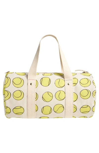 Shop Clare V Tennis Balls Canvas Duffle Bag In Natural Canvas W/ Tennis Balls