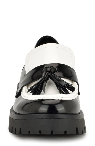 Shop Nine West Garry Platform Tassel Loafer In Black/ White