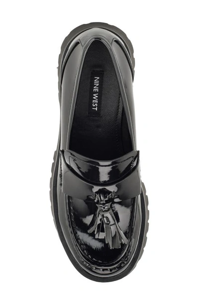 Nine West Garry Platform Tassel Loafer In Black Patent